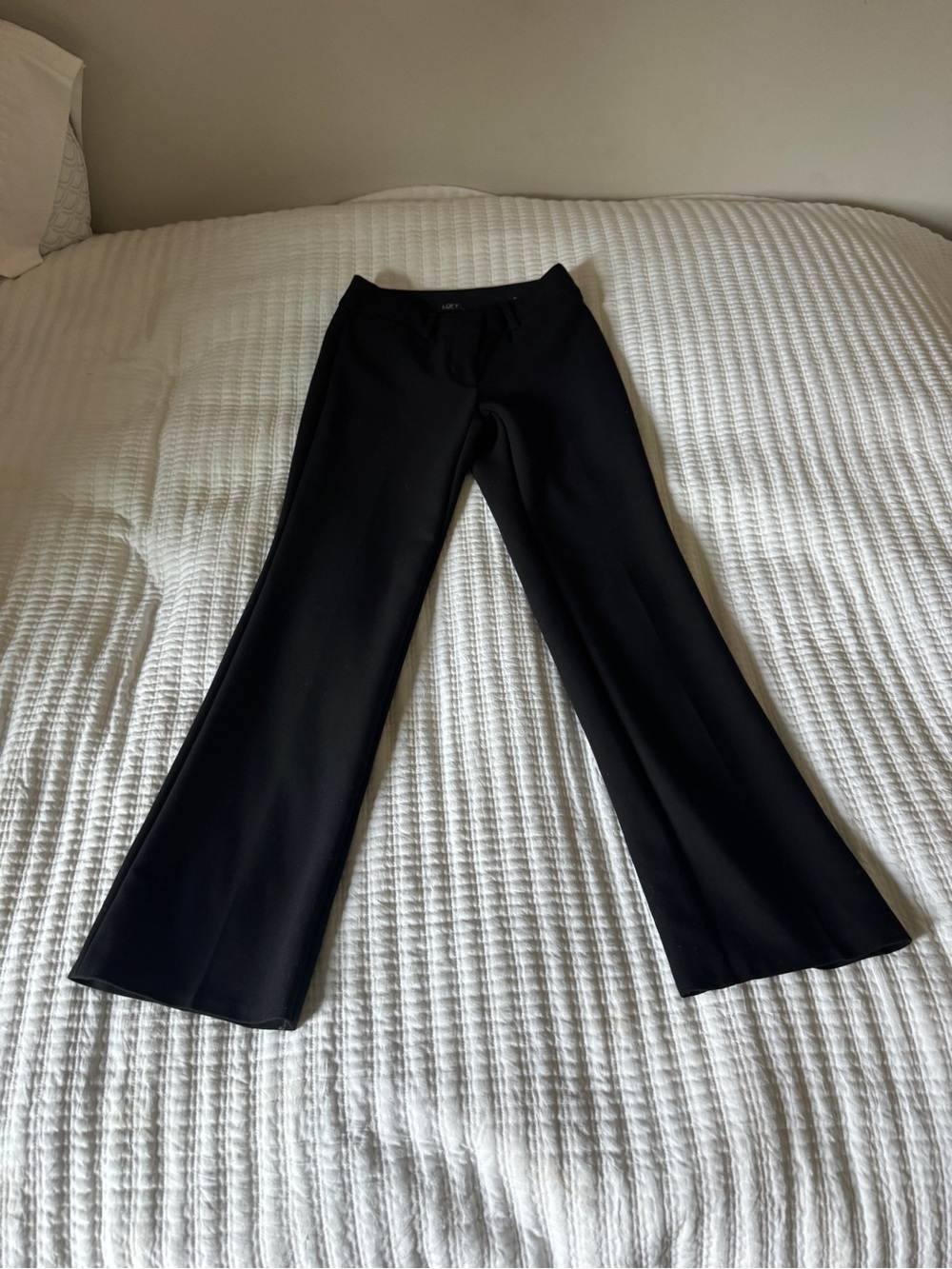 Loft Julie Trouser Womens Size 00P Black Dress Thick Heavy Knit Work Trousers
